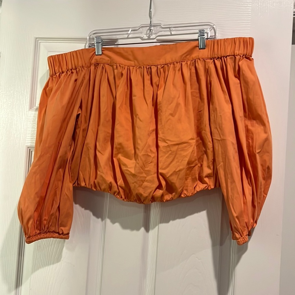 ELOQUII bubble crop top in orange